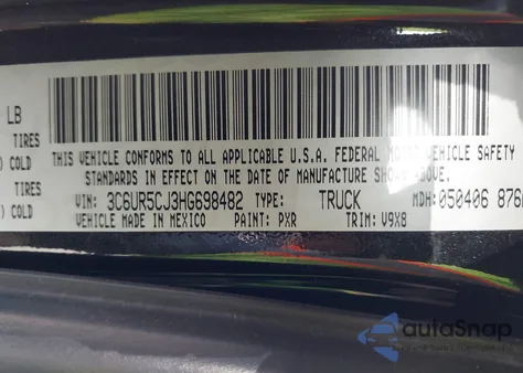 2017 Ram 2500 Tradesman 4X4 6'4 Box z USA, uszkodzony, nr VIN 3C6UR5CJ3HG698482